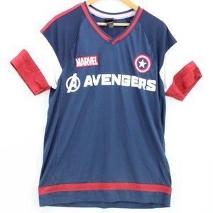 Marvel X Our Universe Jersey Unisex Navy Blue Captain America Rogers 41 Sz Large